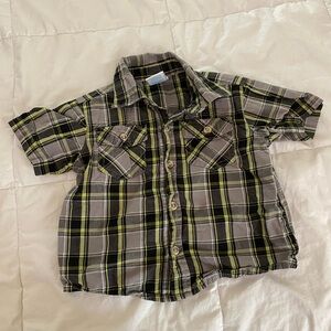 Plaid Kids Shirt in Green and Black